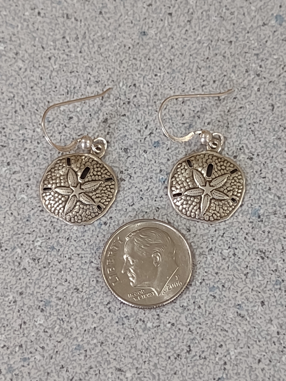 Firm Final Price!*Sterling Sand Dollar Earrings - Picture 4 of 4